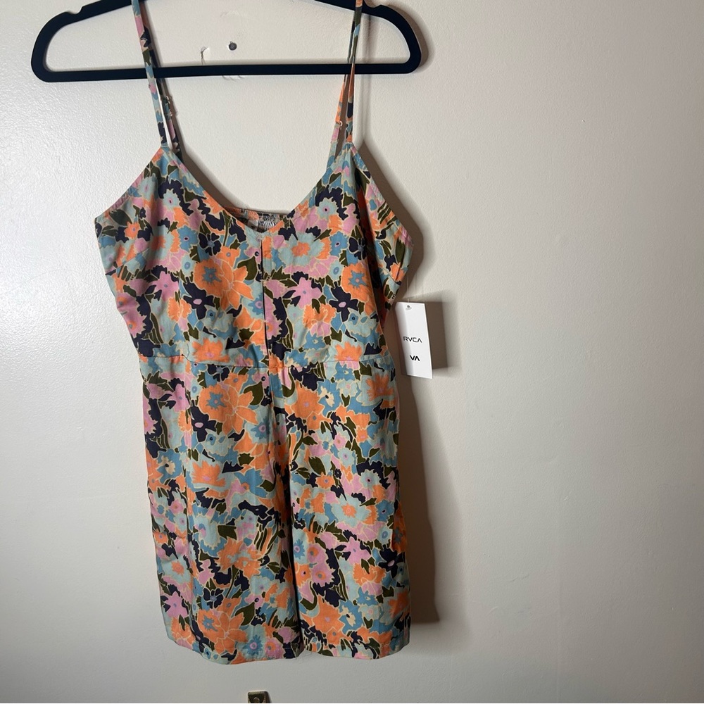 RVCA Floral Jumpsuit - Orange, Pink, Green